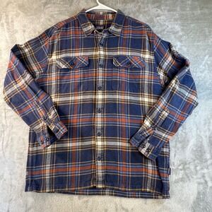 Patagonia Organic Cotton Flannel Shirt Mens L Plaid Long Sleeve Button Up